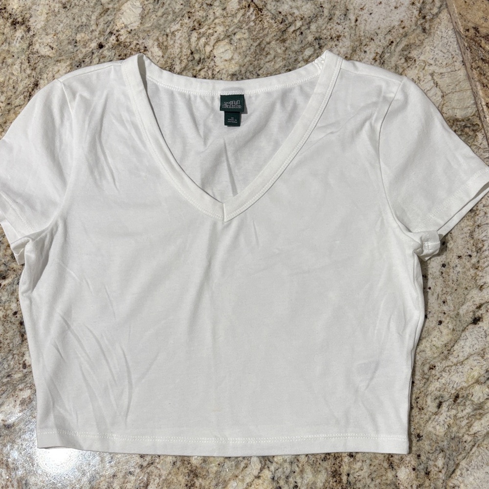 White V-Neck Women's Top